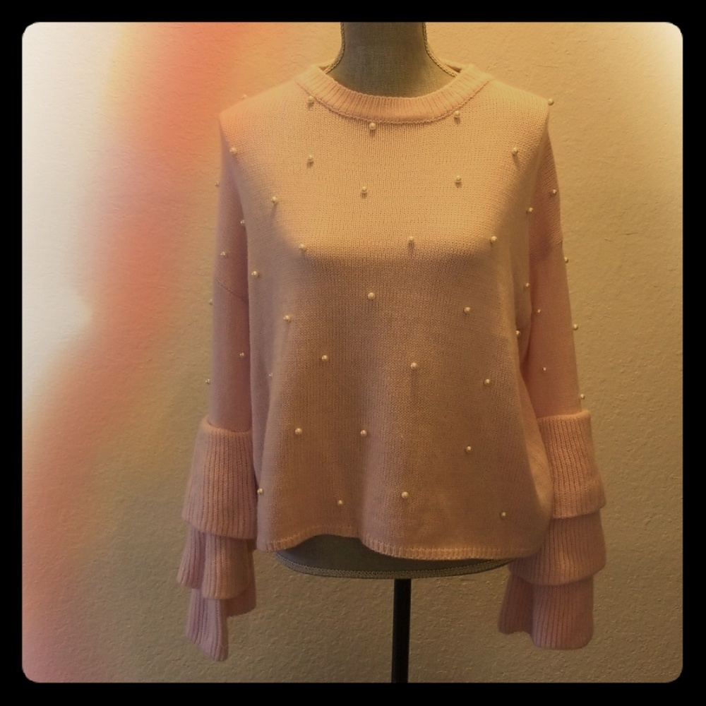 Pink blush pearl sweater